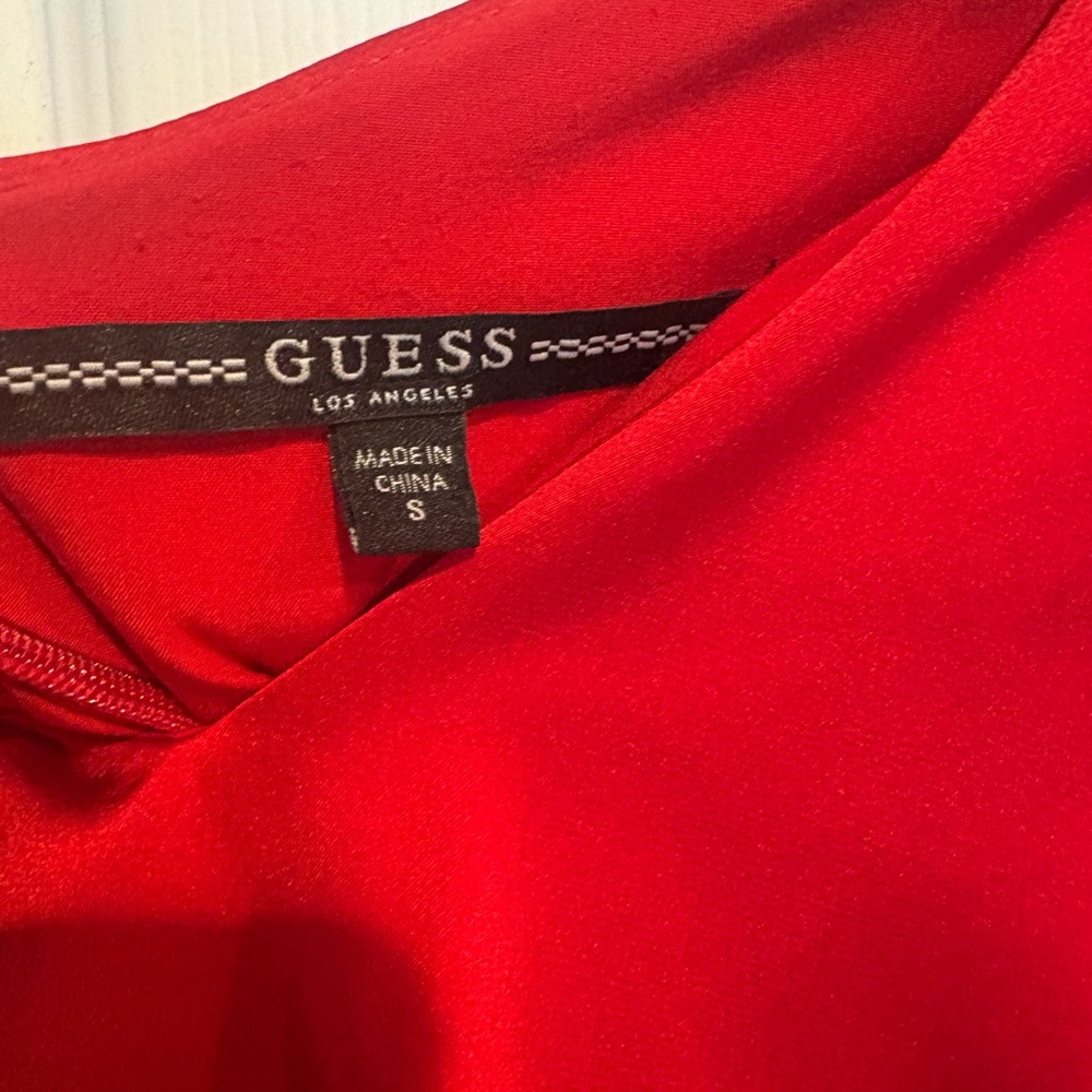 Guess Vibrant Red Off-Shoulder Jumpsuit - Picture 2 of 5